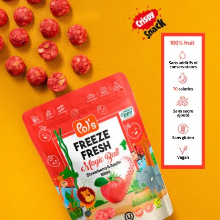 fraises et pommes lyophilisées