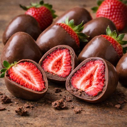 fraises lyophilisées enrobées de chocolat