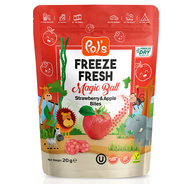 fraises et pommes lyophilisées